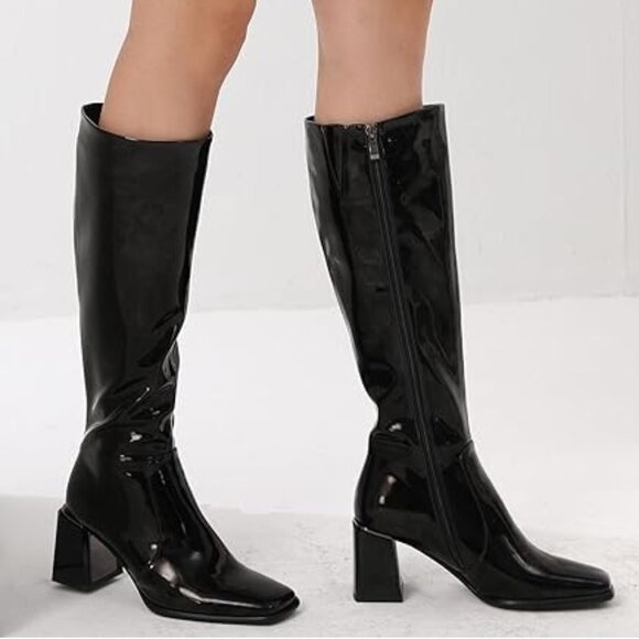 Feetquake Shoes - New Feetquake Tall High Patent Leather Boots